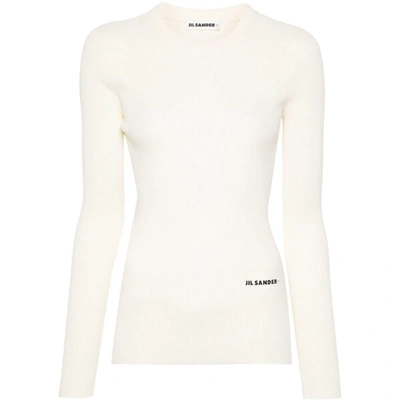 Jil Sander Logo-print Fitted Jumper In White