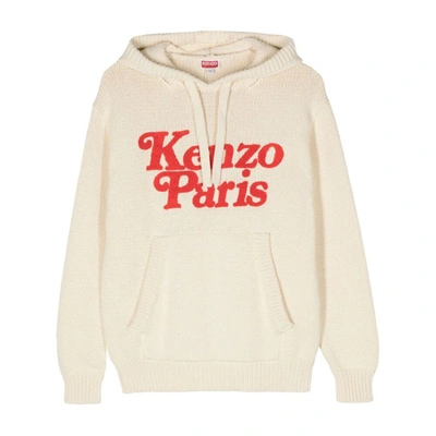 Kenzo X Verdy Chunky-knit Hooded Jumper In Neutrals