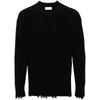 Laneus Distressed Crew-neck Sweater In Black