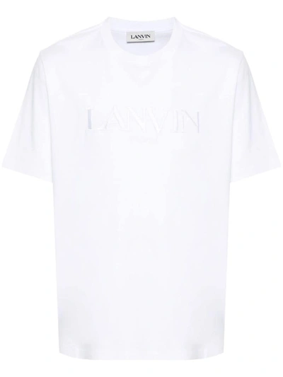 Lanvin Curb Logo刺绣棉质t恤 In White