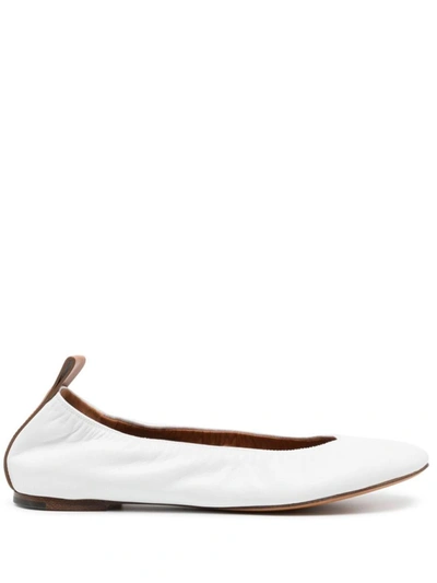 Lanvin Patent Leather Ballerina Shoes In White