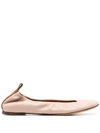 Lanvin The Leather Ballerina Flat In Nude