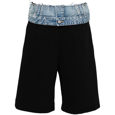 Mm6 Maison Margiela Denim-waist Track Shorts In Black