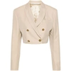 Palm Angels Double-breasted Cropped Blazer In Neutrals