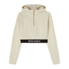 Palm Angels Cropped Hooded Sweatshirt In Neutrals