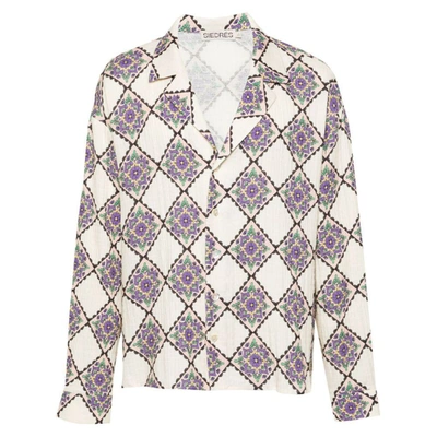 Siedres Floral-print Cotton Shirt In Neutrals/purple