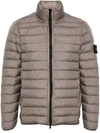Stone Island Compass-patch Hooded Padded Jacket In Grey