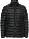 Stone Island Logo-patch Hooded Quilted Down Coat In Black