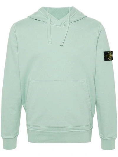 Stone Island Compass-badge Cotton Hoodie In Green