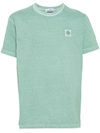 Stone Island Compass-motif Mélange T-shirt In Green