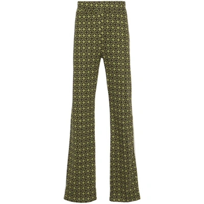 Wales Bonner Power Graphic-pattern Stretch-organic Cotton Trousers In Green