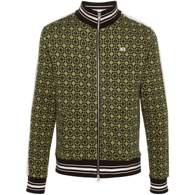 Wales Bonner Power Track Top Cotton Jacquard Olive Dark Brown In Green