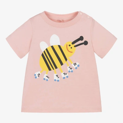 Stella Mccartney Pink T-shirt For Baby Girl With Bee In Wisteria