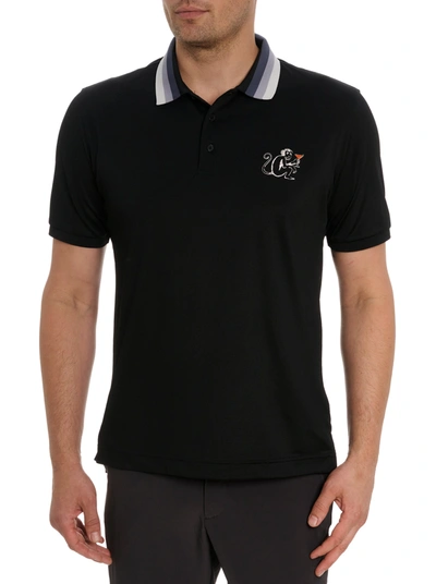 Robert Graham Monkey Business Polo In Black