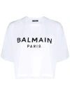 Balmain Logo Crop T-shirt In White