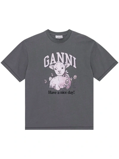 Ganni Future Lamb T-shirt In Grey