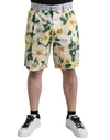 Dolce & Gabbana Multicolor Floral Print Denim Bermuda Shorts In Multicolor