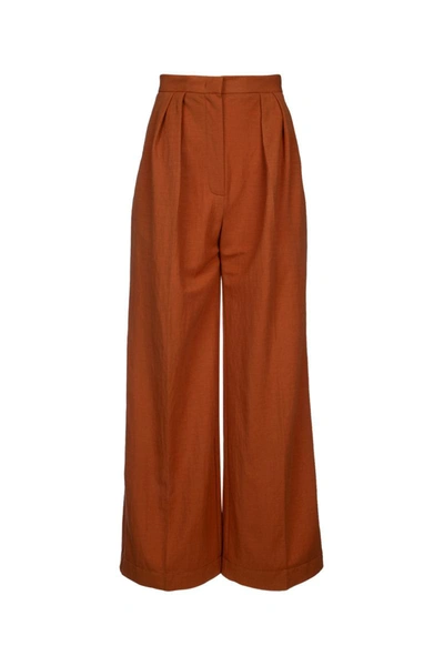 Harris Wharf London Terracotta Coloured Pleated Trousers In Orange