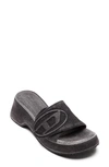 DIESEL OVAL D DENIM SLIDE SANDAL