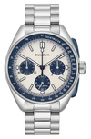 Bulova Men's Chronograph Archive Lunar Pilot Stainless Steel Bracelet Watch Box Set 44mm In Silverone