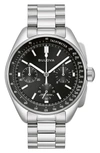 Bulova Men's Chronograph Archive Lunar Pilot Stainless Steel Bracelet Watch Box Set 44mm In Black