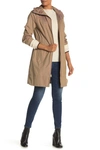 Cole Haan Packable Hooded Rain Jacket In Champagne