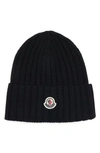 Moncler Beanie With Logo In Black