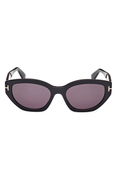 Tom Ford Solange-02 Acetate Butterfly Sunglasses In Shiny Black Smoke