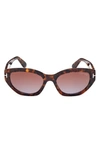 Tom Ford Penny 55mm Geometric Sunglasses In Shiny Vintage Havana / Brown