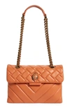Kurt Geiger Kensington Quilted Leather Convertible Shoulder Bag In Rust/ Copper