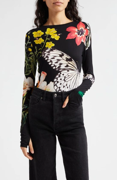 Alice And Olivia Delaina Long Sleeve Top In Essential Floral