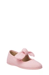 Elephantito Girls' Linen Bow Mary Jane - Toddler, Little Kid In Linen Pink