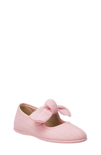 Elephantito Girls' Linen Bow Mary Jane - Toddler, Little Kid In Linen Pink