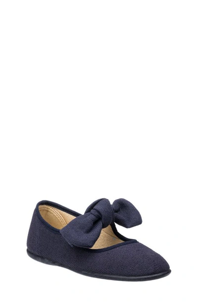 Elephantito Girls' Linen Bow Mary Jane - Toddler, Little Kid In Navy