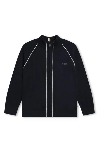 Bosswear Kids' Logo-embossed Cotton Jacket In Navy