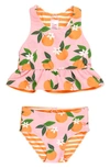 Rufflebutts Kids' Orange You The Sweetest Reversible Two-piece Swimsuit In Pink