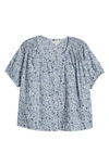 LUCKY BRAND FLORAL PRINT COTTON PEASANT TOP