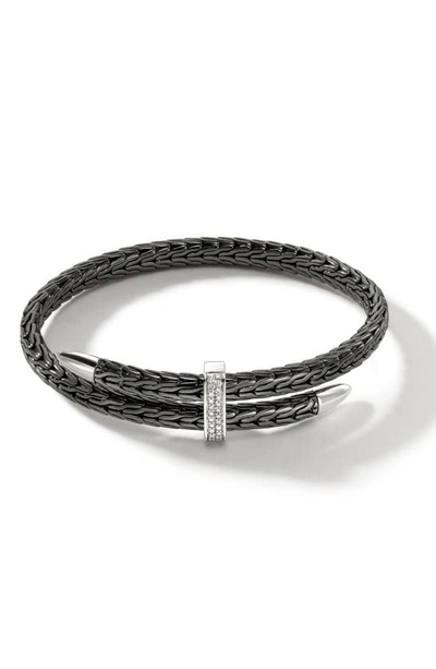 John Hardy Spear Pavé Diamond Flex Bracelet In Black