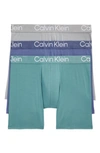 Calvin Klein Ultra-soft Modern 3-pack Stretch Modal Boxer Briefs In Blue Indigo/ Green/ Grey