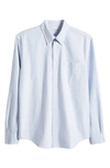 Brooks Brothers Stretch Supima Cotton Non-iron Pinpoint Oxford Button-down Collar, Candy Stripe Dress Shirt In Light Blue