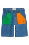 BOBO CHOSES KIDS' CONTRAST POCKET DENIM BERMUDA SHORTS