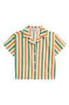 Bobo Choses Striped Cotton Bowling Shirt In Beige Multicolor