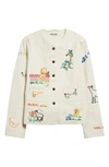 Bode Nursery Rhyme Beaded Cotton Jacket In Ecru Multi