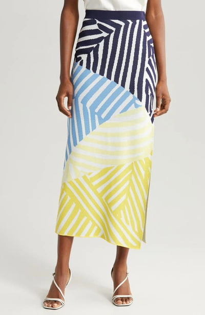 STAUD GIOVANNI COLORBLOCK STRIPE MAXI SWEATER SKIRT