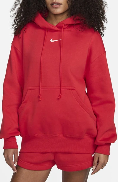 Nike Women's  Sportswear Phoenix Fleece Oversized Pullover Hoodie In University Red/sail