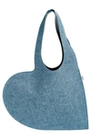 Coperni Womens Washed Blue Heart-shaped Cotton-denim Tote Bag In Washed Blue