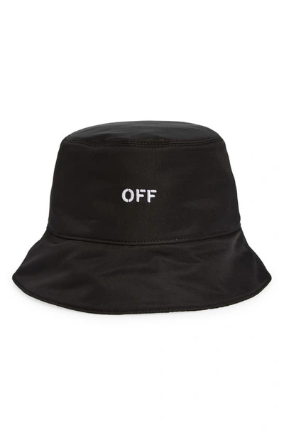 Off-white Polyester Bucket Hat With Wide Brim And Contrasting Arrow Embroidery In Black