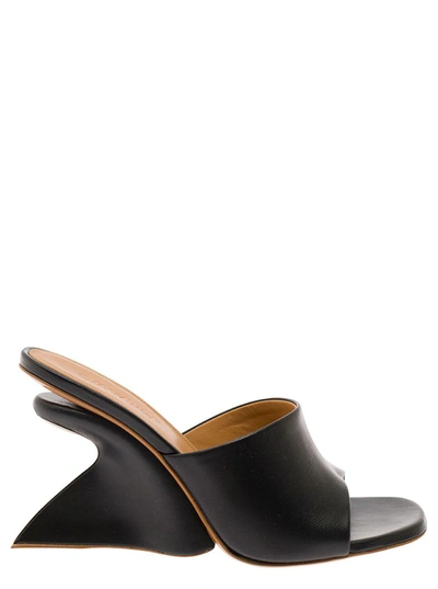 OFF-WHITE 'JUG' BLACK WEDGE WITH WIDE BAND IN LEATHER WOMAN