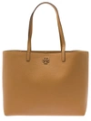 TORY BURCH 'MCGRAW' BEIGE TOTE BAG WIT DOUBLE T DETAIL IN GRAINY LEATHER WOMAN