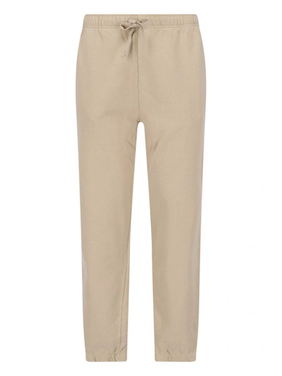 Polo Ralph Lauren Straight Leg Trousers With Elastic Waistband And Cuffs In Beige